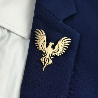 Брошь из стали BROCHE бижутерия Птицы Феникс золотистая BRSF115452