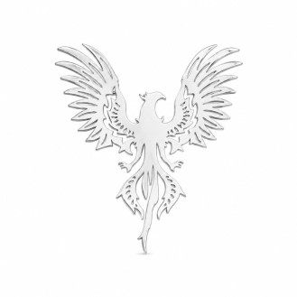 Брошь из стали BROCHE бижутерия Птицы Феникс серебристая BRSF115453