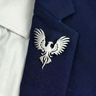 Брошь из стали BROCHE бижутерия Птицы Феникс серебристая BRSF115453