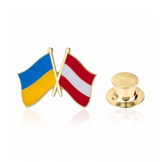Значок BROCHE брошь бижутерия Флаги Украина-Австрия разноцветный BRGV115455