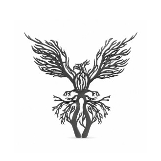 Брошь из стали BROCHE бижутерия Птицы Феникс чёрная BRSF115458