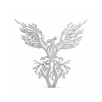 Брошь из стали BROCHE бижутерия Птицы Феникс серебристая BRSF115457
