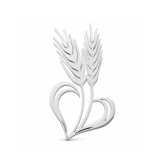 Брошь из стали BROCHE Растения Колоски в сердце серебристая BRBF115587