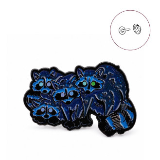 Значок-пин BROCHE брошь бижутерия Животные Еноты Хвостатая Компания синий BRGV115480
