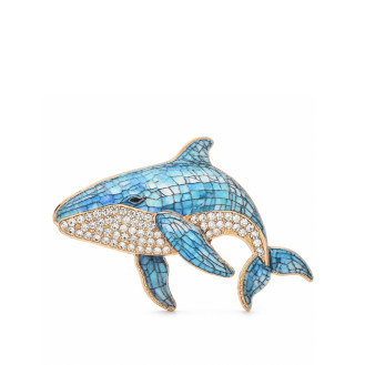 Брошь BROCHE Море Кит с кристаллами голубой BRBF115540