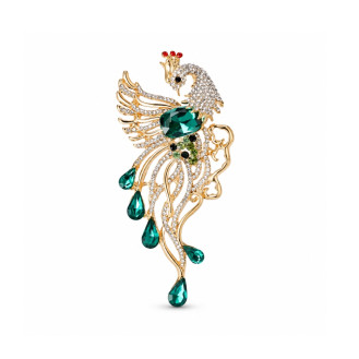 Брошь BROCHE Птицы Феникс зелёная BRBF115658
