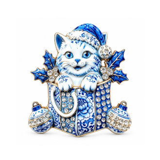 Брошь BROCHE Животные Котёнок в подарочной коробке голубая BRBF115668