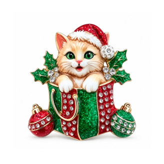Брошь BROCHE Животные Котёнок в подарочной коробке разноцветная BRBF115669