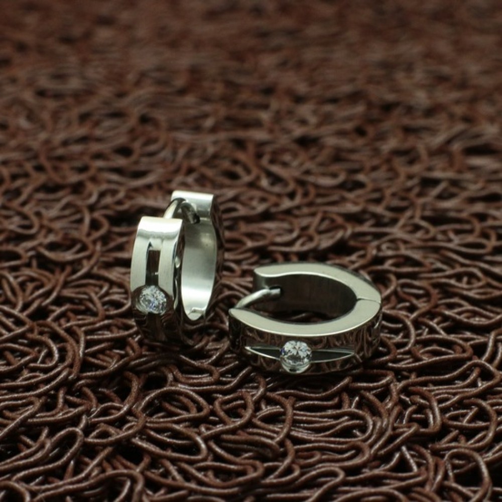 Фото 2Мужские серьги-кольца VELI бижутерия из нержавеющей медицинской стали Amanite Silver S182283