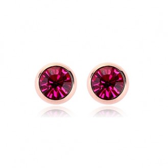Женские серьги-гвоздики VELI бижутерия с розовыми кристаллами Ребекка 480830