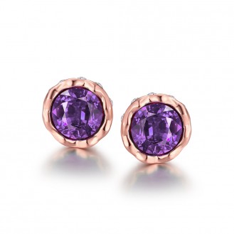 Женские серьги-гвоздики VELI бижутерия с кристаллами Nina фиолетовые 168015