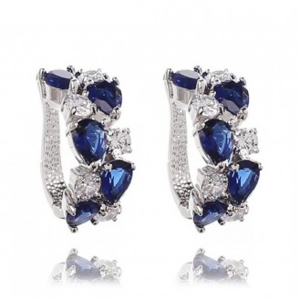 Серьги для невесты VELI бижутерия с синими камнями Dolce Blue 159444
