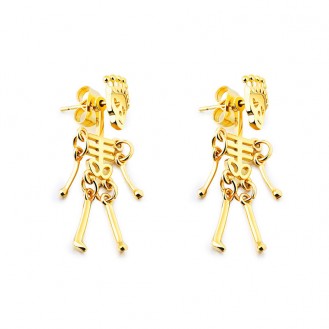 Висячие серьги VELI бижутерия из нержавеющей медицинской стали Gold Skeleton 187082
