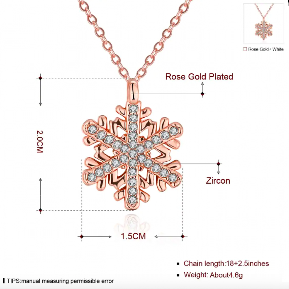 Фото 2Кулон с цепочкой VELI бижутерия с белыми кристаллами в новогоднем стиле Grand snowflake 173919