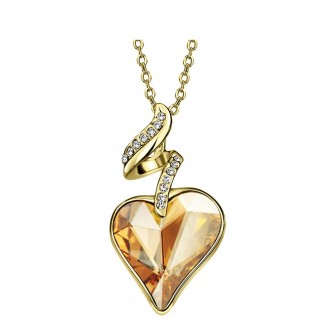 Кулон с цепочкой VELI бижутерия с золотистым кристаллом Сердце Суасон 187125