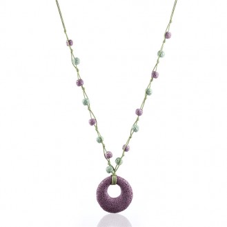 Длинное ожерелье YA.VA Handmade бижутерия из вулканической лавы фиолетовое P0270232