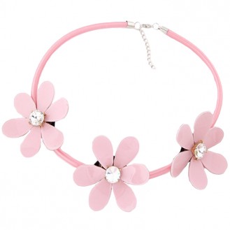 Ожерелье LINA бижутерия Цветы Анемон P003002 розовое