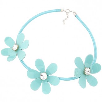 Ожерелье LINA бижутерия Цветы Анемон P002990 голубое