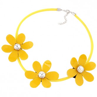 Ожерелье LINA бижутерия Цветы Анемон P002991 жёлтое
