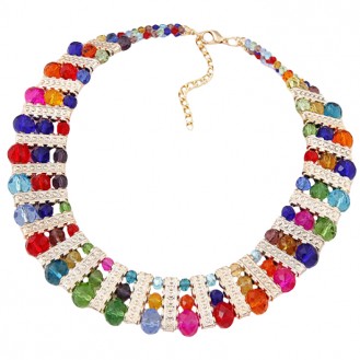Ожерелье с кристаллами Гортензия P002960 разноцветное