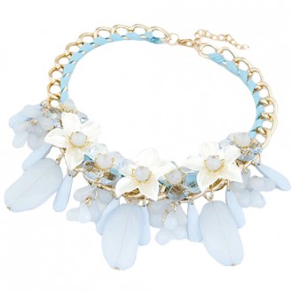 Ожерелье LINA бижутерия Цветы Марселина P001529 голубое