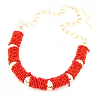 Ожерелье LINA бижутерия из бисера Айдан P007010 красное