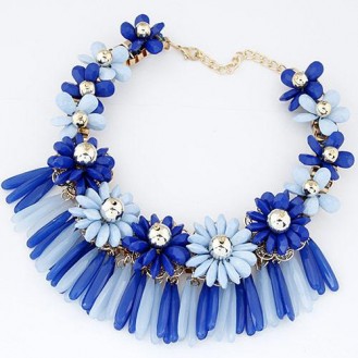 Ожерелье с цветами Алгома P001750 синее