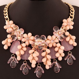 Ожерелье P005493 с розовыми цветами