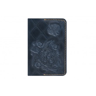 Кожаная обложка для паспорта Gato Negro Turtle-X GN251 синяя