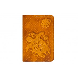 Кожаная обложка для паспорта Gato Negro Turtle-X GN252 оранжевая