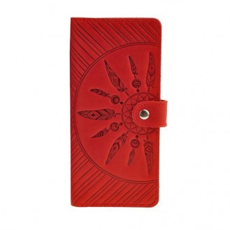 Женский кошелёк на кнопке BlankNote 7.0 Инди Коралл натуральная кожа красный BN-PM-7-coral-ls