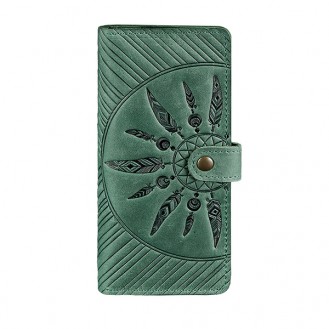 Женский кошелёк на кнопке BlankNote 7.0 Инди Изумруд натуральная кожа зелёный BN-PM-7-iz-ls