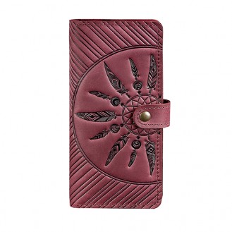 Женский кошелёк на кнопке BlankNote 7.0 Инди Виноград натуральная кожа бордовый BN-PM-7-vin-ls