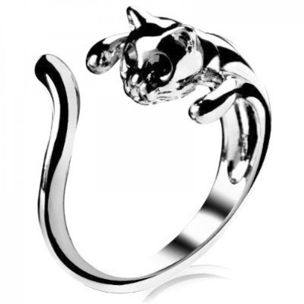 Кольцо Котёнок под серебро