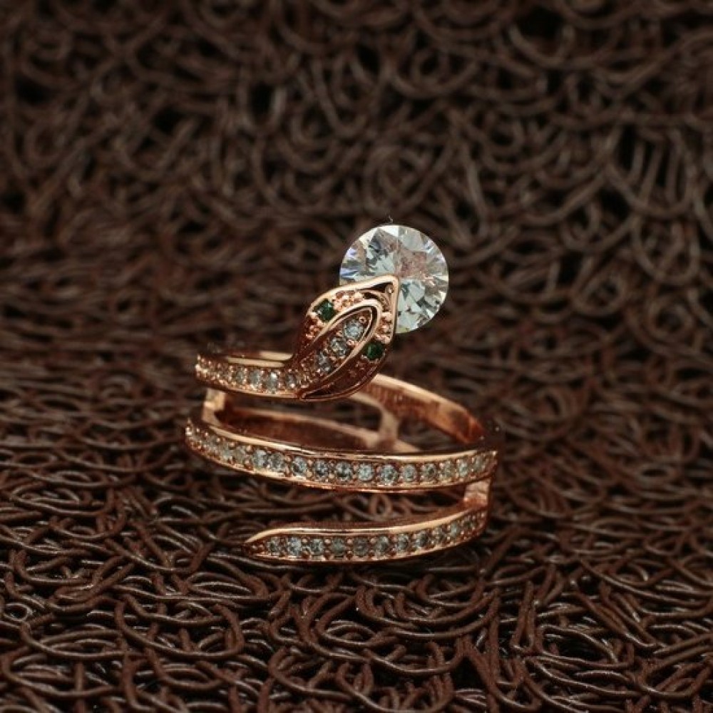 Фото 7Женское кольцо VELI бижутерия с белыми кристаллами Змейка 185394