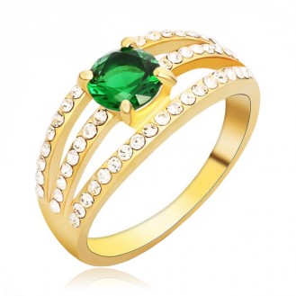 Женское кольцо VELI бижутерия с зелёным кристаллом Je taime 177293