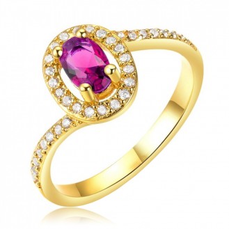 Женское кольцо VELI бижутерия с сиреневым камнем Полли 181195