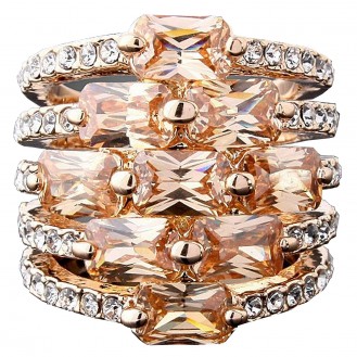 Женское кольцо VELI бижутерия с кристаллами Изумительный цитрин 150838