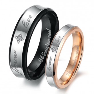 Парные кольца для влюблённых VELI бижутерия из нержавеющей медицинской стали с гравировкой Forever Love 153083