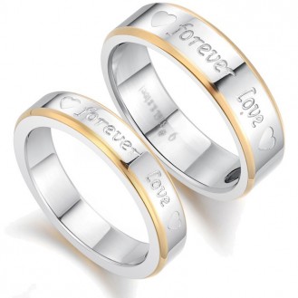 Парные кольца для влюблённых VELI бижутерия из нержавеющей медицинской стали с гравировкой Forever Love 153409