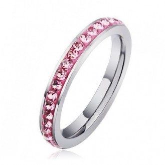 Женское кольцо  VELI бижутерия из нержавеющей медицинской стали с розовыми камнями Галос 173830