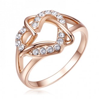 Женское кольцо VELI бижутерия с белыми кристаллами Сплетение сердец 576470
