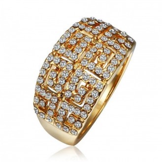Женское кольцо VELI бижутерия с белыми кристаллами Меандр Меганиси 160100