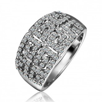 Женское кольцо VELI бижутерия с белыми кристаллами Меандр Дива 504672
