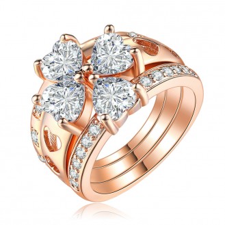 Женское кольцо тройное VELI бижутерия с белыми кристаллами Дыхание весны 518016