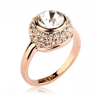 Женское кольцо VELI бижутерия с белым камнем Двойное очарование 478483