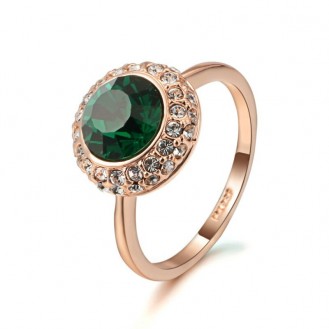Женское кольцо VELI бижутерия с зелёным камнем Очарование Тропическое солнце 424535