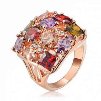 Женское крупное кольцо VELI бижутерия с разноцветными кристаллами Арес 362720, 17.5 размер