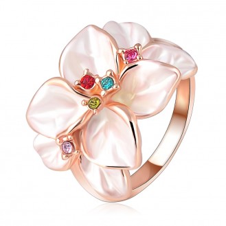 Женское кольцо VELI бижутерия с белой эмалью Восточный цветок 408628