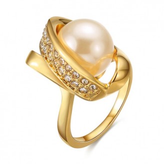 Женское кольцо VELI бижутерия с белым искусственным жемчугом Amore 164270